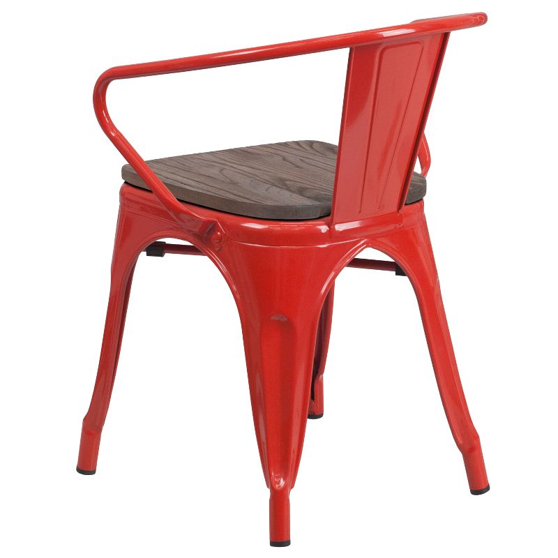 Flash Furniture Metal Chair with Wood Seat and Arms, 3 of 6