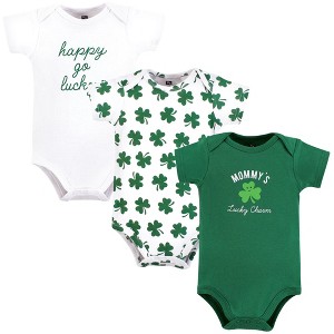 Hudson Baby Infant Boy Cotton Bodysuits, Mommys Lucky Charm - 1 of 4