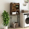 Tangkula Over The Toilet Freestanding Storage Rack Bathroom w/ Slipping Barn Door - 2 of 4