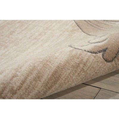 Mocha Floral Synthetic 4' x 6' Handmade Area Rug