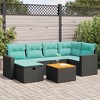 vidaXL 7 Piece Patio Sofa Set with Cushions Black Poly Rattan - Black with Storage - 2 of 4