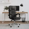 vidaXL Adjustable Reclining Office Chair - Black Faux Leather, Swivel Design, Metal Frame, Rolling Castors, Easy-Clean Upholstery - 2 of 4