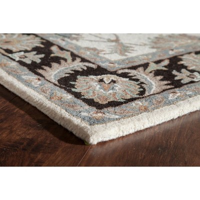 Rugs America Jasmine NDY03 Ivory Charcoal Traditional Ivory Area Rug for Dining Room Rug Neutral Rug Living Room Rug Kitchen, 5'x8'