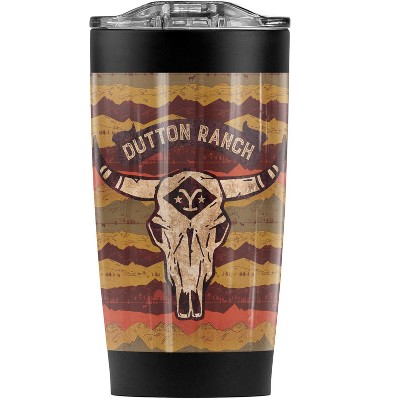 Yellowstone Yellowstone Skull Mountain Pattern Steel Tumbler 20oz Coffee Travel Mug