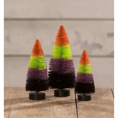 Bethany Lowe 6-Inch Multicolor Halloween Bottle Brush Trees, Set of 3