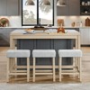 KWPZQEB 59-Inch Bar Table Set with 3 Padded Stools, Dining Table with Power Outlet, 4 Piece Bar Table and Chairs Set for Kitchen, Living Room - 4 of 4