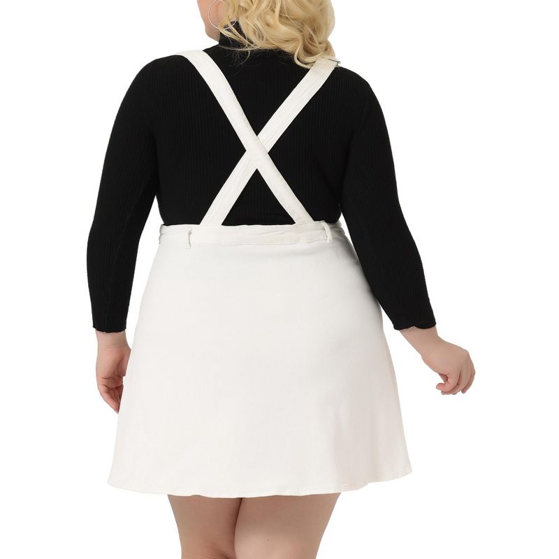 Agnes Orinda Women's Plus Size Adjustable Strap Suspender Cross Back Mini Denim A-Line Jean Skirts, 4 of 6