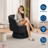 Swivel Barrel Accent Chair, 360° Teddy Fabric Upholstered Armchair with Striped Backrest & Plush Padding, Comfy Round Lounge Chair - 3 of 4
