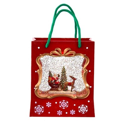 Kurt Adler 7.5-Inch Battery-Operated LED Santa Gift Bag Water Table Piece