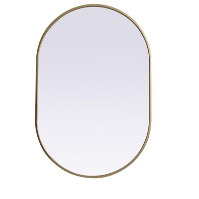 Elegant Lighting Metal Frame Oval Mirror 24x36 Inch in Brass