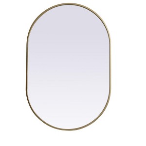Elegant Lighting Metal Frame Oval Mirror 24x36 Inch in Brass - 1 of 4