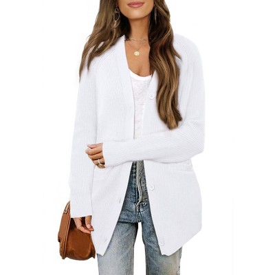INSPIRE CHIC Women's Long Knit Button Down Open Front with Pockets Casual Spring Fall Winter Cardigan Sweater
