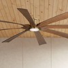 Possini Euro Design 70" Defender Modern Indoor Outdoor Ceiling Fan 8 Blade LED Light Remote Control Soft Brass Motor Koa Finish Blades Bedroom Patio - image 2 of 4