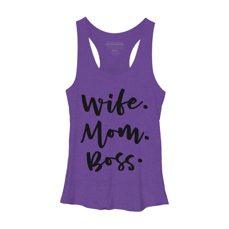 Women's Design By Humans Wife. Mom. Boss. By TheBlackCatPrints Racerback Tank Top, 1 of 3