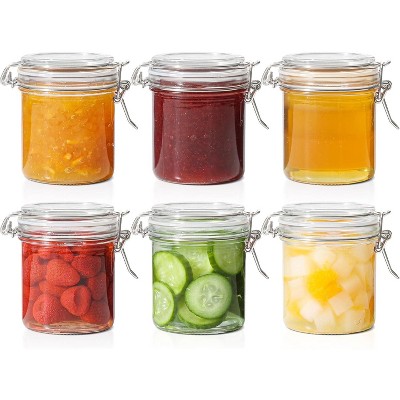 8oz Small Airtight Glass Jars Set of 6 with Lid Food Storage Jar Round, Mini Storage Container for Kitchen Canning, Jam, Spice, Honey, Mason Jars