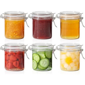 8oz Small Airtight Glass Jars Set of 6 with Lid Food Storage Jar Round, Mini Storage Container for Kitchen Canning, Jam, Spice, Honey - 1 of 4