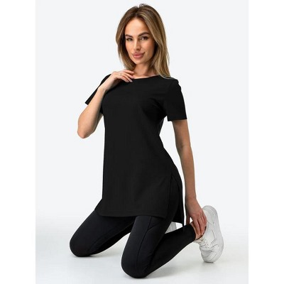 Mocamel Women's Casual Crew Neck Short Sleeve Tunic Top Loose Fit Solid Color Tee for Streetwear & Daily Wear
