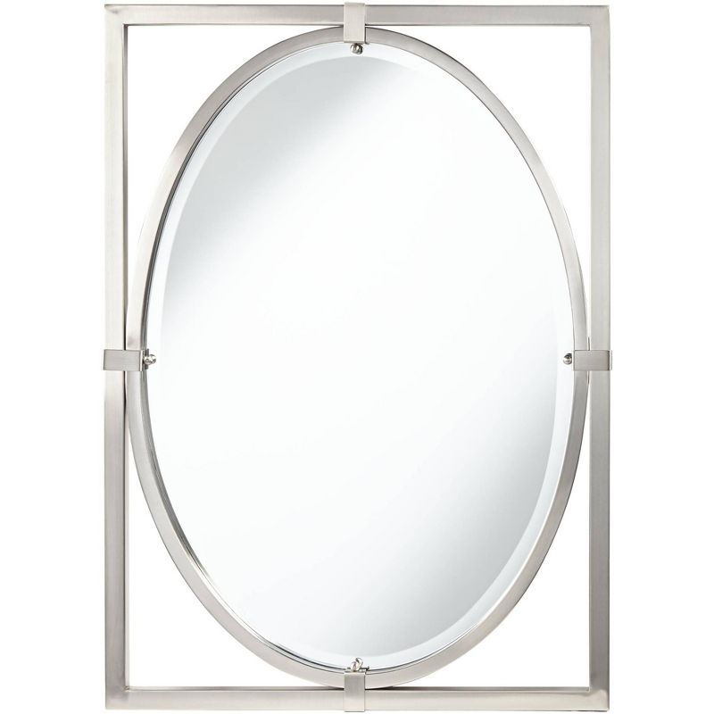 Uttermost Akita Rectangular Vanity Wall Mirror Modern Beveled Brushed Nickel Metal Frame 24" Wide for Bathroom Bedroom Living Room Entryway Office, 1 of 9