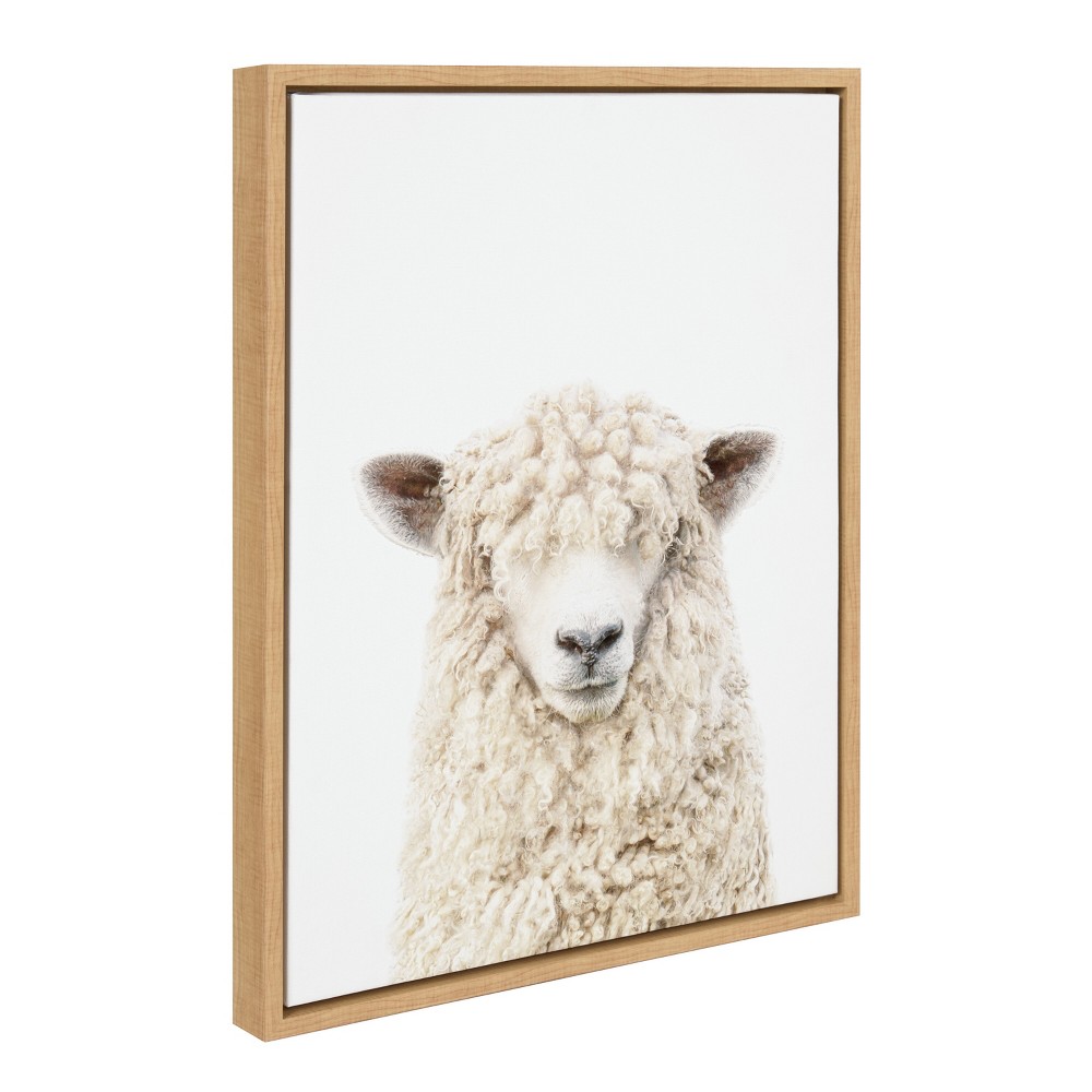 Photos - Other Decoration 18" x 24" Sylvie Sheep Bangs Portrait Framed Canvas by Amy Peterson Natural - Kate & Laurel All Things Decor