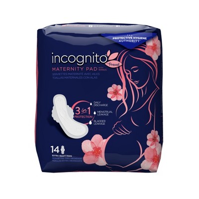 Prevail Incognito Absorbent 3-in-1 Protective Maternity & Postpartum Pad with Wings, Case of 84
