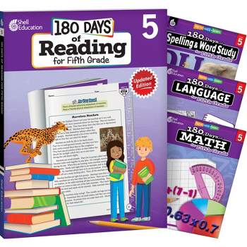 Shell Education 180 Days Reading, Spelling, Language, & Math Grade 5: 4-Book Set