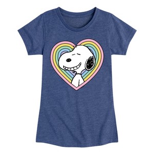 Girls' - Peanuts - Snoopy Heart Fitted Short Sleeve Graphic T-Shirt - 1 of 4