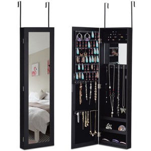 Tangkula Wall Door Mounted Mirrored Jewelry Cabinet Standing Vanity Storage Box - 1 of 4