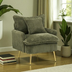 Corduroy Single Sofa Chair with Thick Sponge Cushion and Metal Legs, Comfortable Lounge Chair for Living Room, Bedroom, or Office - 1 of 4