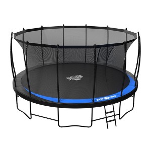 SpaceJump Lunar 16 Foot Trampoline, Outdoor Round Bouncer with Safety Net, Black - 1 of 4