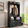 NicBex Hall Tree with Storage Coat Rack Freestanding with 5 Hooks, 2 Large Drawers, Bench Coat Hanger 38", Black - 2 of 4