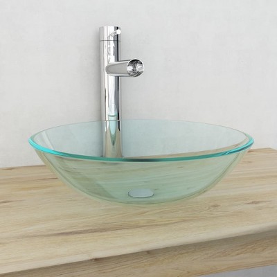 vidaXL Basin Tempered Glass 16.5 in. Transparent