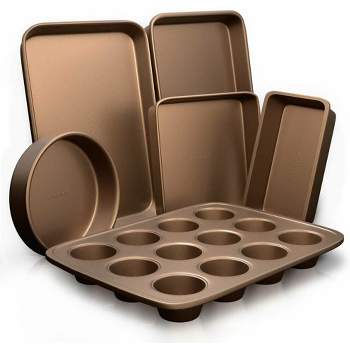 BINO Bakeware Nonstick Cookie Sheet Baking Tray Set 3-Piece - Speckled  Gunmetal | NonStick Baking Pans Set | Carbon Steel Tray Bakeware Sets |  Oven