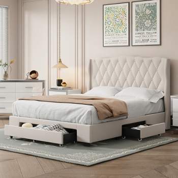 Sarter Contemporary Grid-tufted Fabric Upholstered Storage Bed With 2 ...