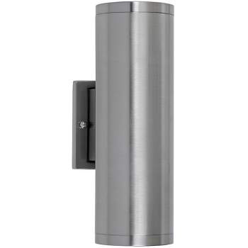 Hamilton Hills 12" Outdoor Wall Sconce Up Down Cylindrical Light, Silver