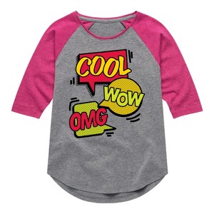 Girls' - Instant Message - Pop Art Bubbles Shirt Tail Raglan Graphic T-shirt - 1 of 4