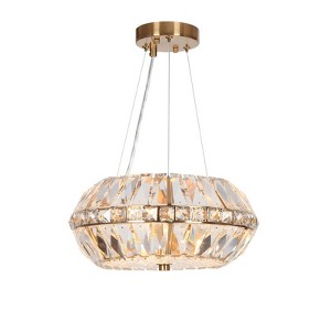 LNC Peathlitberry Luxury and Glam Drum Chandelier,Rose Gold and Crystal,14in/24in - 1 of 4