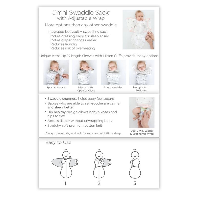 SwaddleDesigns Omni Swaddle Sack Swaddle Wrap - Sterling Polka Dots - S - 0-3 Months, 4 of 5