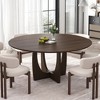 PexFix 59" x 59" Solid Wood Farmhouse Dining Table Round Wood Top with Arched Cross Legs for Modern Dining Rooms & Family Gatherings Walnut - 2 of 4