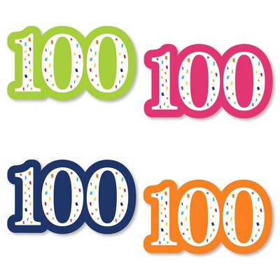 Big Dot of Happiness 100th Birthday - Cheerful Happy Birthday - DIY Shaped Colorful One Hundredth Birthday Party Cut-Outs - 24 Count
