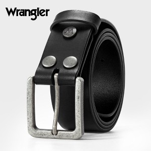 Wrangler Men's Genuine Leather Belt with Removable Sleek Square Center Bar Buckle, 38mm Casual Belt for Jeans, Gift for Men - 1 of 4