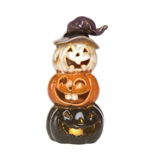 Transpac Ceramic 8.07 in. Multicolor Halloween Stacked Jack-O-Lantern - 1 of 2
