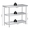 Stainless Steel Work Table, 3-Shelf Commercial Food Prep Table 14x24x34 Inch, Rust-Resistant Metal Utility Table - 3 of 4