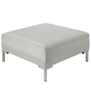 Audrey Ottoman Light Gray Velvet and Silver Metal Y Legs - Cloth & Co.