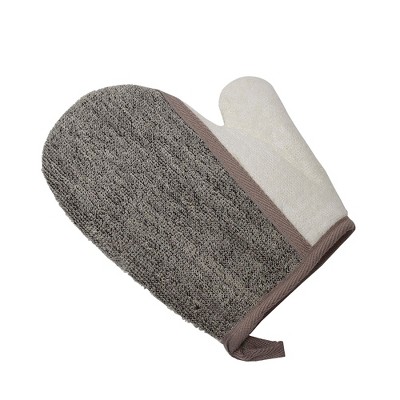 Evideco French Home Goods Cream/Taupe Body Scrubber Glove - Natural Ramie and Bamboo