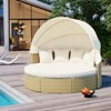 DSVIMOY Patio Daybed, Outdoor Sectional Sofa Set with Retractable Canopy, Separate Seating and Removable Cushion, Beige, 66.5"*65"*53.5" - 2 of 4