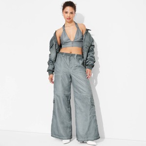 Women's Mid-Rise Wide Leg Cargo Pants - Wild Fable™ Light Teal Blue - 1 of 3
