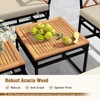 Tangkula Set Of 7 Outdoor Furniture Set Patio Acacia Wood Cushioned Sectional Sofa Set with Square Coffee Table and Ottomans - 4 of 4