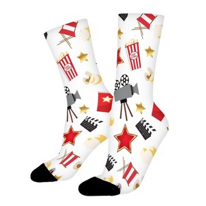 Retro Acting Movies Theatre Women Printed Crew Socks Funny Funky Socks Soft Polyester Novelty Gifts for Artists Men - 1 of 1