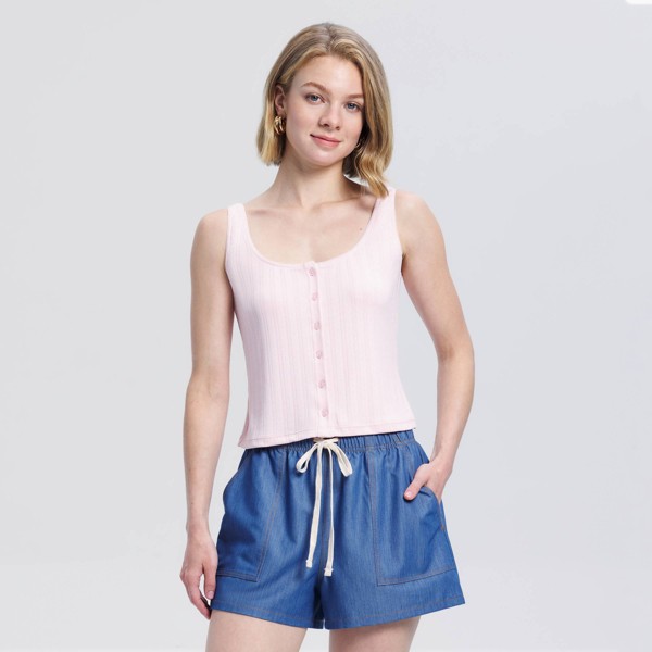 Top de tirantes con escote redondo y punto calado para mujer - A New Day™