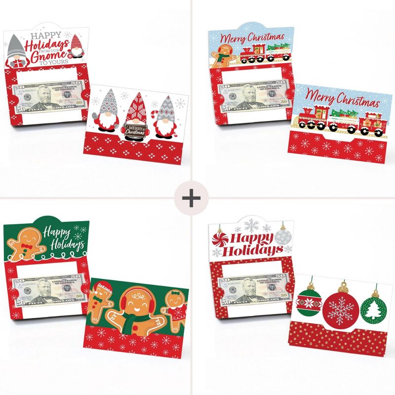 Big Dot of Happiness Merry Christmas Cards - Assorted Holiday Money and Gift Card Holders - Set of 8, 3 of 8